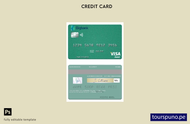 lista para imprimir plantilla de tarjeta de débito Visa Bigbank de Estonia